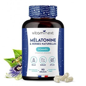 Mélatonine & Herbes | 100% Naturelle | Régulateur de l’horloge Biologique | Valériane, Aubépine, Passiflore & Escholtzia | Am