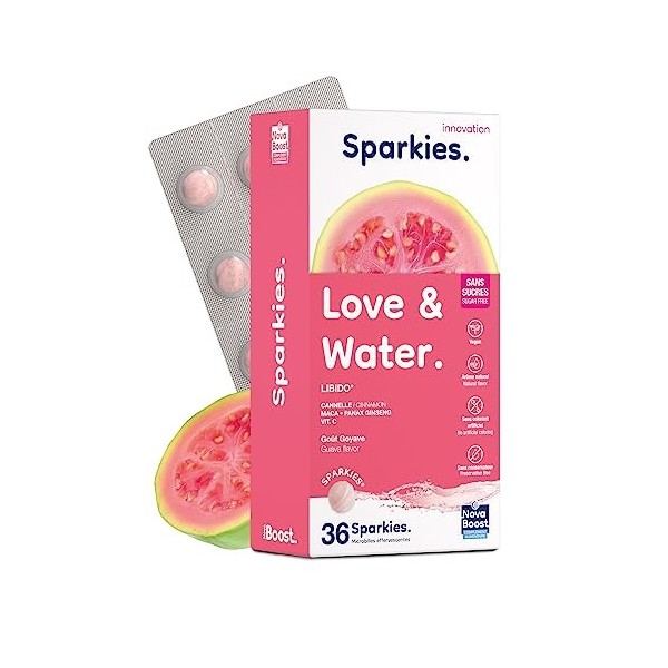 NovaBoost Sparkies - Complément Alimentaire à boire - Sparkies Love & Water - Libido - Maca, Ginseng - x36 Microbilles Efferv