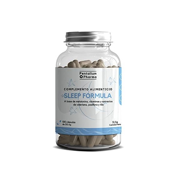 Formule Pentalium SLEEP - Complément alimentaire - Mélatonine 1,8 mg , Vitamine C, B6 et B12, Valériane, Passiflore et Tille