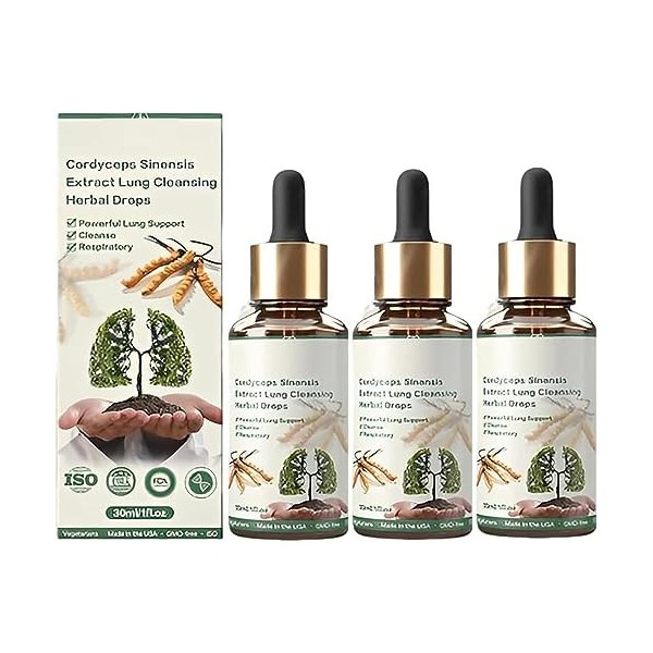 Extrait de Cordyceps Sinensis - Lung Clearing Drops Natural Herbal Lung Essence Herbal Lung Cleanse Drops Body Care Essence F