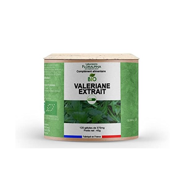 Laboratoire Floralpina - Valériane extrait bio 120 gélules - Apaisante et relaxante la valériane favorise la détente - favori