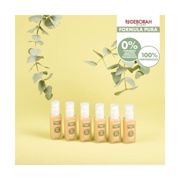 Deborah Milano Formule Pura Extra Mat SPF 20 avec Ingrédients Naturels 01 Fair, Effet Opacifiant et Anti-lucidité et Séborégo