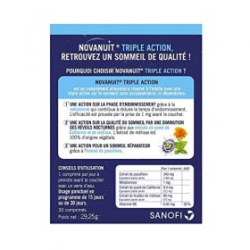 NOVANUIT&nbsp;TRIPLE ACTION - Complément Alimentaire - Sommeil - 2 boites de 30 comprimés