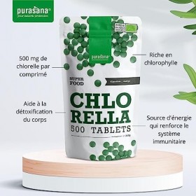 Chlorella Biologique Pure, 500 comprimés, Jusquà 1500 mg par Dose. Paroi Cellulaire Brisée. Satiété Naturelle. Détox. Protéi