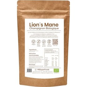 MB Superfoods Poudre de Champignon Lions Mane - Biologique - Végétalienne - Idéale pour la Fonction Cognitive, le Soutien Im