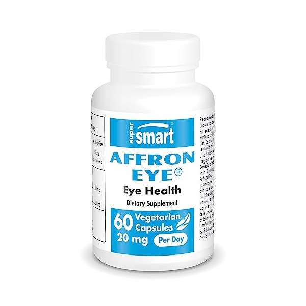 Supersmart - Affron Eye ® 20 mg Par Jour - Extrait de Stigmates de Safran Crocus Sativus Standardisé à 3% de Crocin - Contr