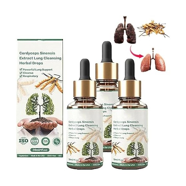 Cordyceps Sinensis – gouttes nettoyantes for les poumons, extrait de Cordyceps Sinensis, Spray nettoyant for les poumons à ba