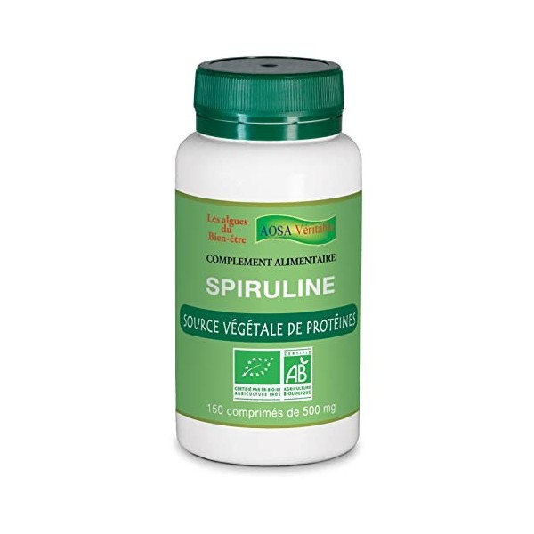 Spiruline bio - 150 Comprimés - Riche en protéines végétales