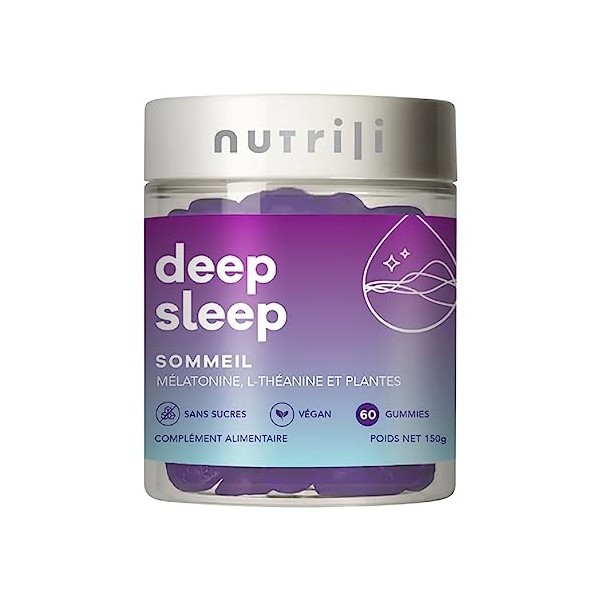 Nutrili Deep Sleep Gummies Sommeil 1 mois | Mélatonine, L-théanine, Extrait de Lavande, et Passiflore …