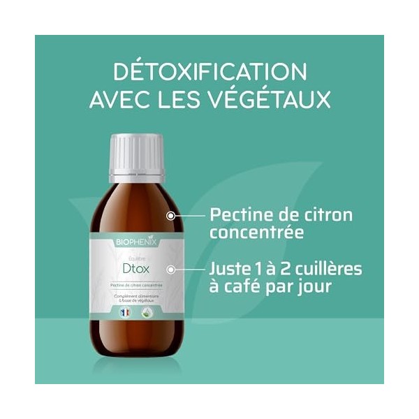 Biophénix Equilibre Dtox 250 ml - Complément alimentaire 100% naturel à base de végétaux - Pectine de citron concentrée - Eli