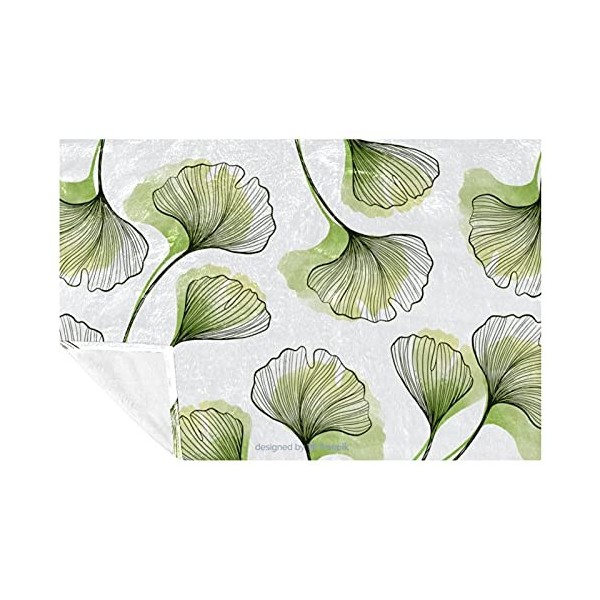 BestIdeas Ginkgo Biloba Couverture douce et chaude Motif feuilles de Ginkgo 150 × 100 cm