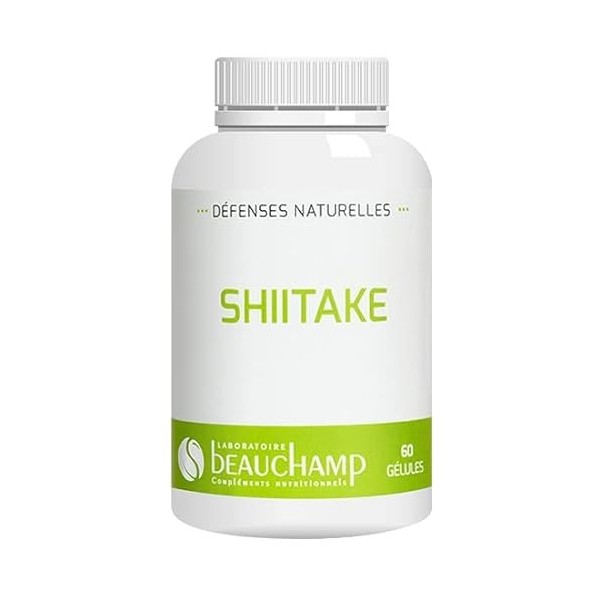 Laboratoire Beauchamp - Complément alimentaire SHIITAKE - 60 gélules - Champignon asiatique - 20% polysaccharides - Soutient 