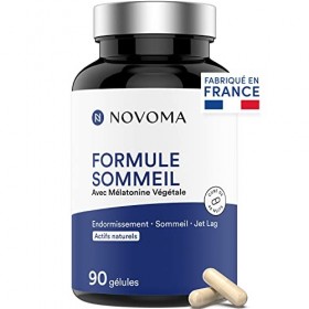 NOVOMA Formule Sommeil avec Mélatonine 1,9 mg, Endormissement & Sommeil Naturel, Complexe de Plantes avec Melatonine Pure, Mé