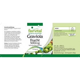 Fairvital | Extrait de Fruit de Graviola 500mg - boite pour 4 mois - Fortement dosé - 120 Gélules