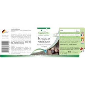 Fairvital | Ail noir 600mg - 120 gélules Extrait dail noir concentré 15 fois - pour 4 mois - qualité contrôlée et dosage éle