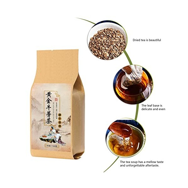 150g de Thé de Racine de Bardane, 30 Sachets de Thé, Tisane Biologique Chinoise avec Emballage Individuel, Infusion Froide ou