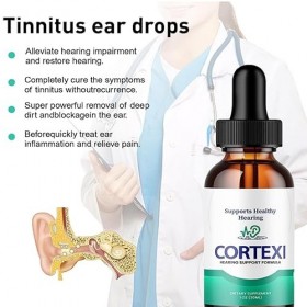 PUCHEN Cortexi Lot de 3 gouttes, peau tympanique saine, pour la santé des oreilles, soutien auditif, favorise la clarté audit