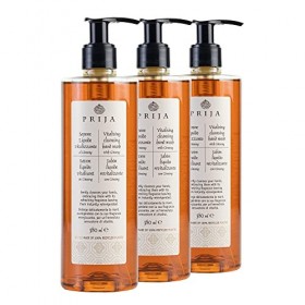 Prija Savon liquide stimulant au ginseng - 3 flacons de 380 ml - Utilisation quotidienne - Savon pour les mains naturel et vé