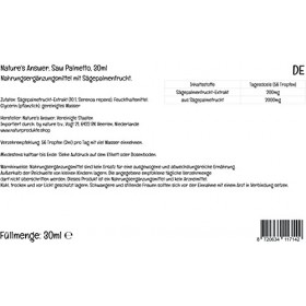 Natures Answer, Saw Palmetto Extract Extrait de Palmier Nain , Sans Alcool, Gouttes végétaliennes, 30ml, Testé en Laboratoi