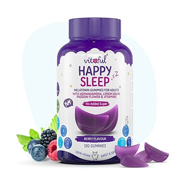 Vitaful Happy Sleep - Melatonine 1,9 mg - Complément Alimentaire Pour le Sommeil - Mélatonine + Choline - Pour un Meilleur So