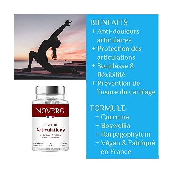 Articulations Douloureuses | Anti-Douleur, Souplesse, Mobilité | Curcuma, Boswellia, Harpagophytum | Vegan & Naturel | 60 Gél