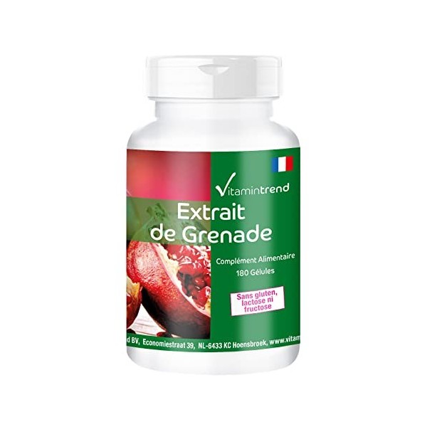 Extrait de grenade 500mg - 180 gélules - vegan - haute dose - complément alimentaire | Vitamintrend®