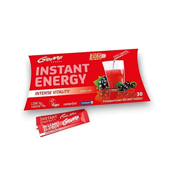 GoMo ENERGY® Boisson sportive instantanée sans sucre | Coup de boost fort pour corps et cerveau | Anti-fatigue physique et me