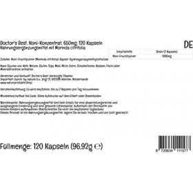 Doctors Best, Noni Fruit Powder Poudre de Fruit de Noni , 650mg, 120 Capsules végétaliennes, Testé en Laboratoire, Sans Glu