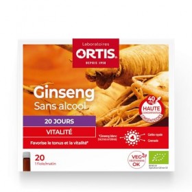 Ortis - Ginseng Bio 20 Fioles - Complément Alimentaire pour Retrouver la Vitalité et Tonifier lOrganisme - Energie Durable e