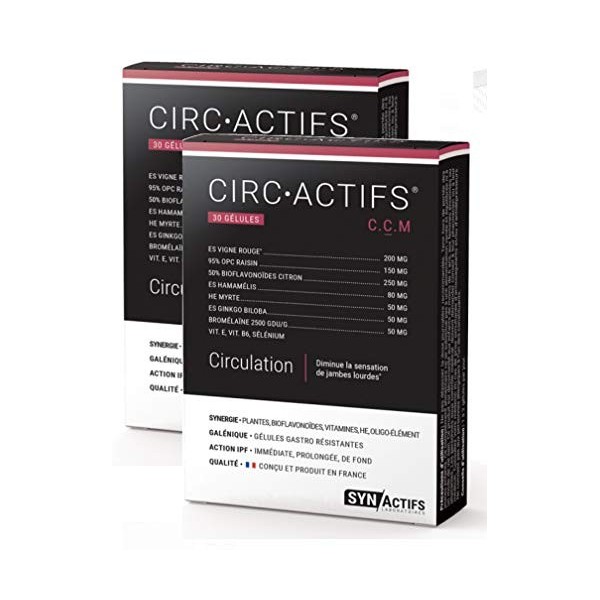 SYNActifs - CIRCActifs Circulation - Santé du système veineux et de la microcirculation - Complément alimentaire - Lot de 2 x