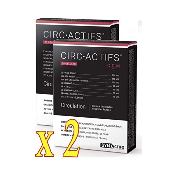 SYNActifs - CIRCActifs Circulation - Santé du système veineux et de la microcirculation - Complément alimentaire - Lot de 2 x