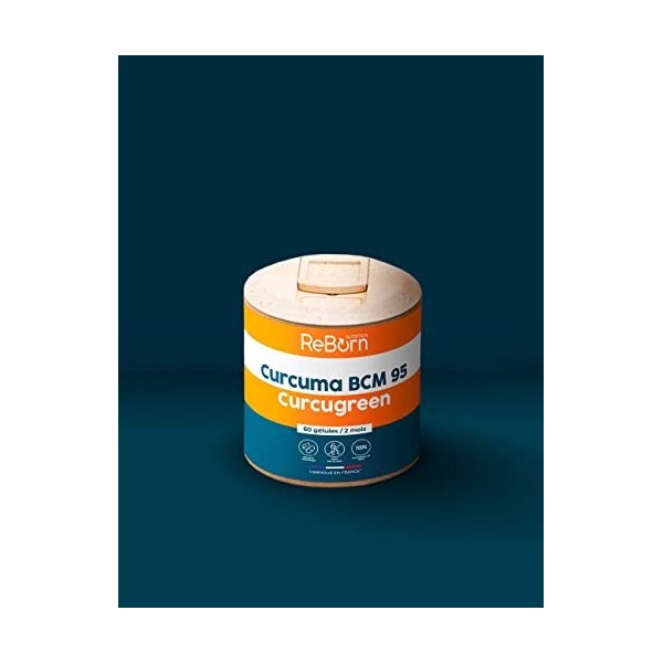 Curcuma ultra dosé • Qualité maximale : BCM95® Curcugreen® • Meilleure biodisponibilité : x700% • 2 mois • Digestion & Articu