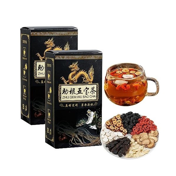 Thé aux cinq trésors au ginseng, thé aux reins, thé aux reins essentiels pour hommes, thé chinois pour les soins des reins 2