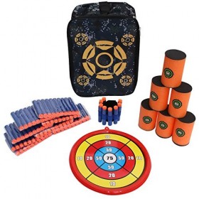 TOYANDONA Blasters Jouet Pistolets Ensemble Recharge Fléchettes Ensemble Cible de Pratique Portable avec Sac à Dos de Rangeme