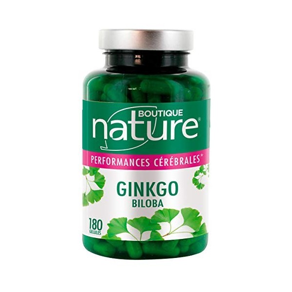 Boutique Nature - Complément Alimentaire - Ginkgo Biloba - 180 Gélules Végétales - Maintient vos performances cérébrales - Fo
