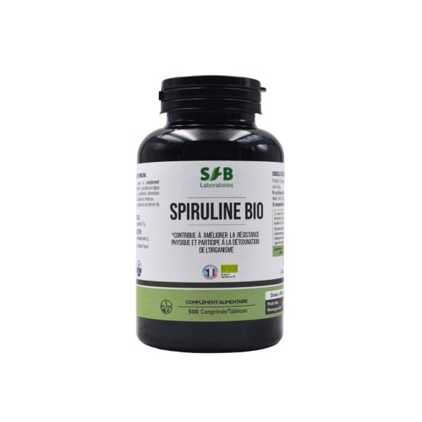 SFB Laboratoires - Spiruline Bio - Super Aliment - Renforce le Système Immunitaire - 500 comprimés