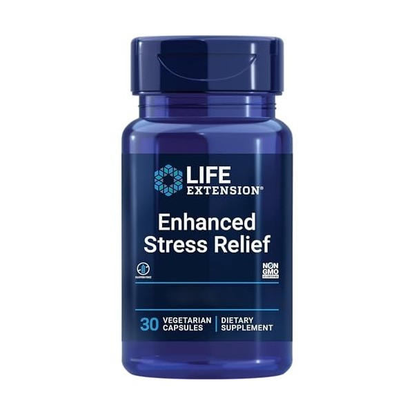 Life Extension, Enhanced Stress Relief, Citronnelle et L-Théanine, 30 Capsules végétaliennes, Testé en Laboratoire, Sans Glut