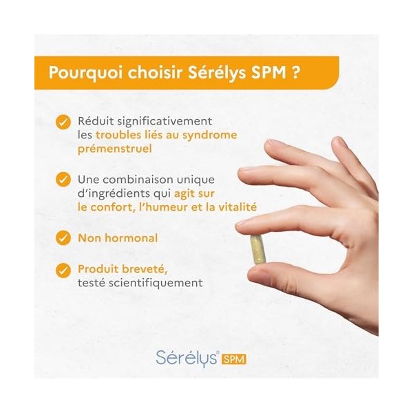 Sérélys SPM - Complément Alimentaire Sautes dHumeur, Fatigue - Désagréments du Syndrome Prémenstruel - Produit Breveté, Non-