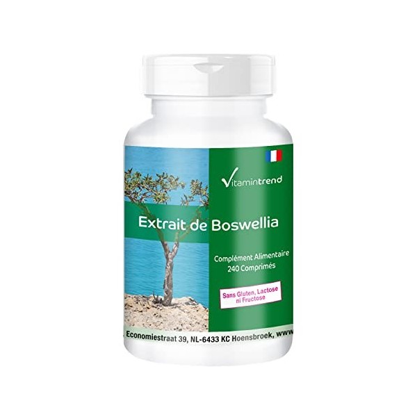 Extrait de Boswellia Serrata 400mg - Avec 65% Acides boswelliques - ! POUR 4 MOIS ! - 240 comprimés - Végan | Vitamintrend®