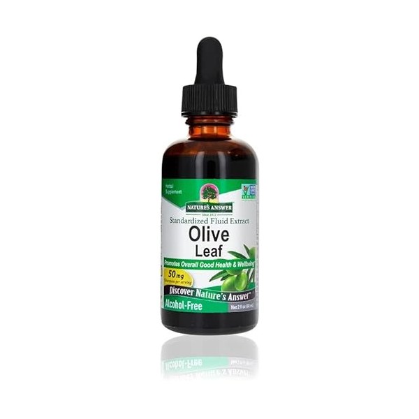 Natures Answer, OleoPein Olive Leaf, 60ml, Testé en Laboratoire, Sans Gluten, Sans Soja, Végétarien