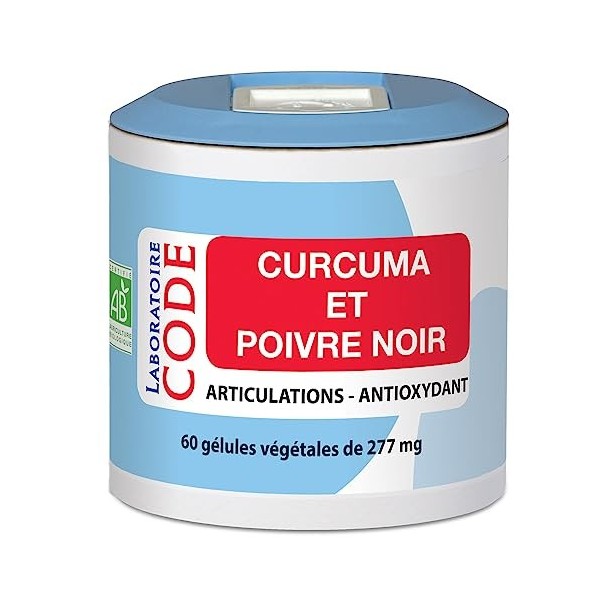 Curcuma et poivre noir bio - 60 gélules - Pour apaiser les articulations