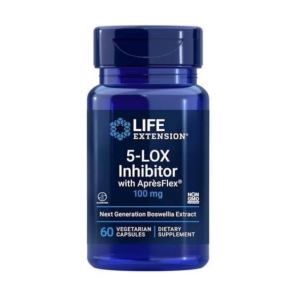 Life Extension, 5-LOX Inhibitor avec Après Flex, Extrait dEncens, avec 20% dAKBA, Haute Dosé, 60 Capsules végétaliennes, Te