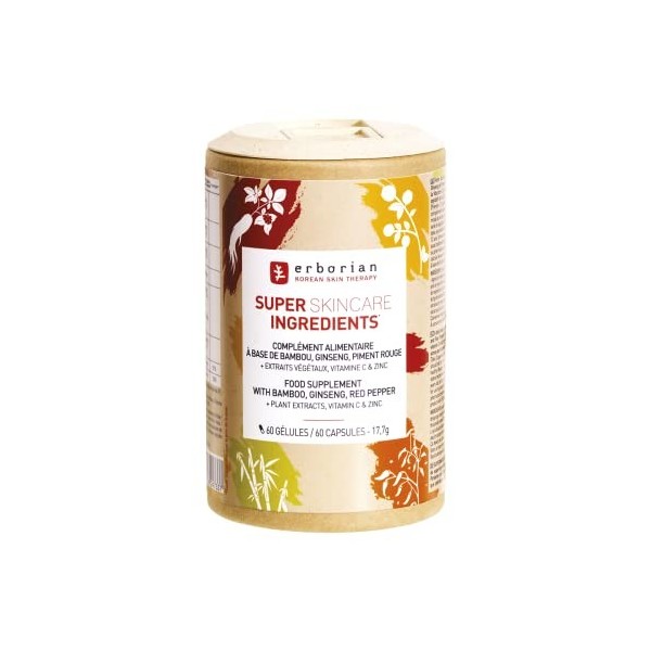 Erborian Compléments Alimentaires à Base de Bamboo, Ginseng & Piment Rouge, 60 Capsules