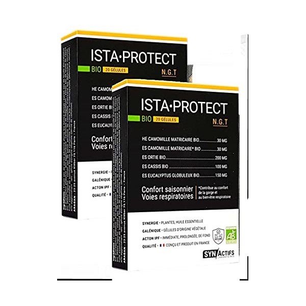 ARAGAN - ISTA PROTECT Bio - Complément alimentaire BIO - Confort saisonnier Voies Respiratoires SYNActifs - Lot de 2 x 20 Gél