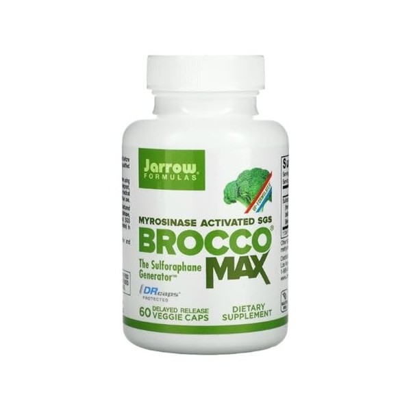 Jarrow Formulas, BroccoMax, avec Extrait de Graines de Brocoli, 60 Capsules végétaliennes, Testé en Laboratoire, Végétarien, 