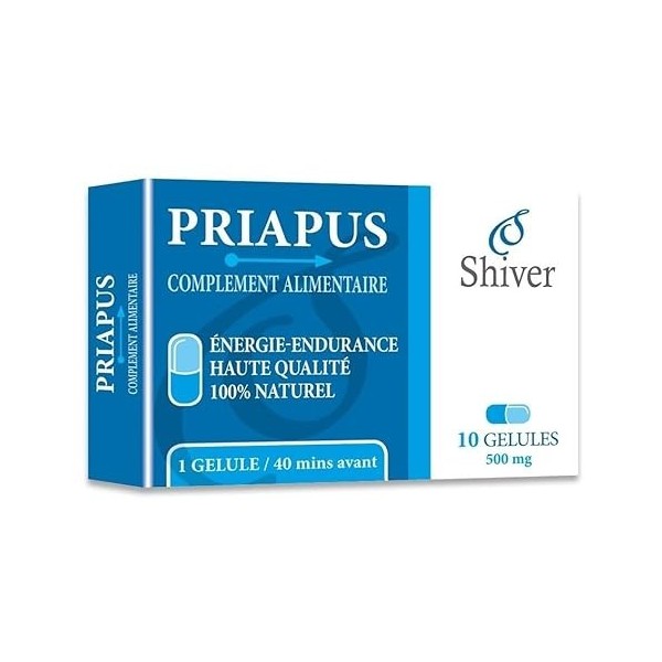 Shiver - Priapus Ultra Puissant - Augmentation de lÉnergie | Vitalité | Performance | Endurance | Ginseng - Pour Homme - 10 