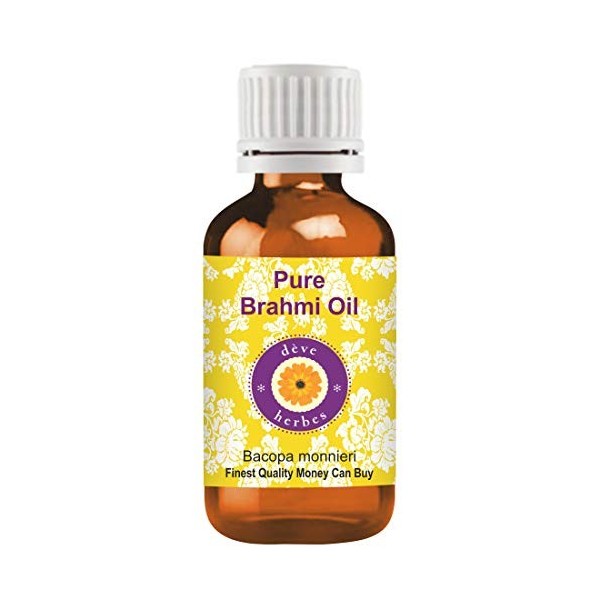 Deve Herbes Pure Brahmi Oil Bacopa monnieri , qualité thérapeutique à 100% naturelle 100ml Pack of Two 6,76 oz 