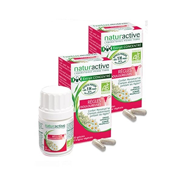 Naturactive Règles douloureuses BIO Confort Menstruel et Crampes abdominales pendant les règles - Lot de 2 boites de 30 gélul