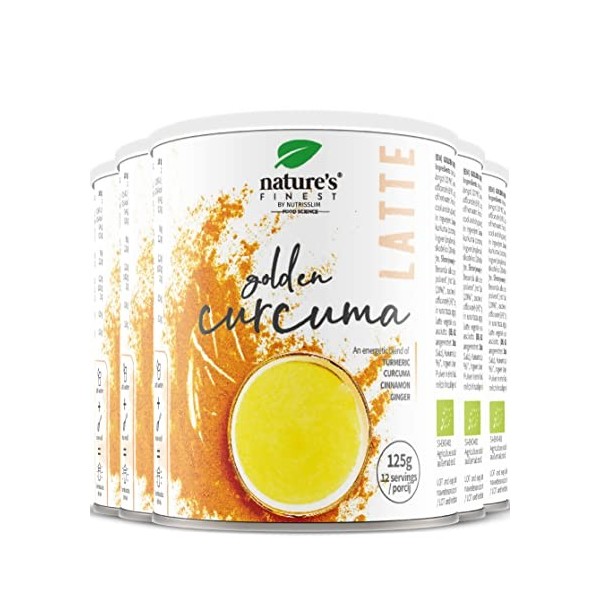 Natures Finest Golden Curcuma Latte 125g | Mélange de thé au curcuma, à la cannelle et au gingembre | Convient aux Vegans et