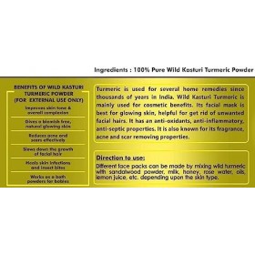 QURA Poudre de curcuma sauvage Kasturi - 100 GM pour le visage et la peau, Curcuma Aromatica/Jangli Haldi/Kasthuri Manjal 